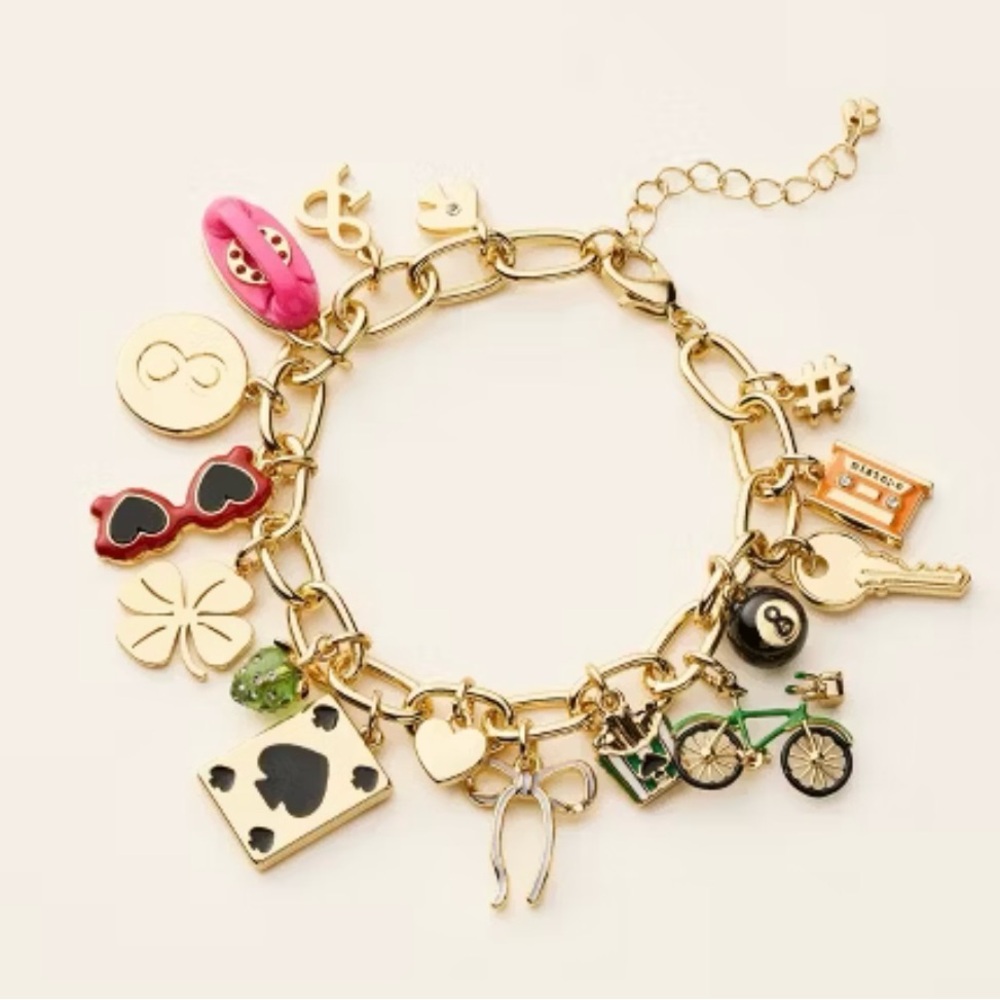 kate spade ♠️ new york x Target Gold Mixed Novelty Chunky Charm Bracelet NIB